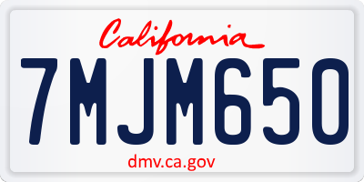 CA license plate 7MJM650