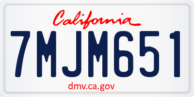 CA license plate 7MJM651