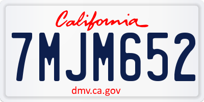 CA license plate 7MJM652