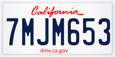 CA license plate 7MJM653