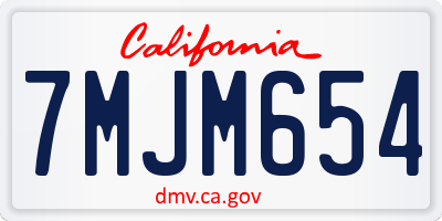 CA license plate 7MJM654