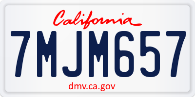 CA license plate 7MJM657