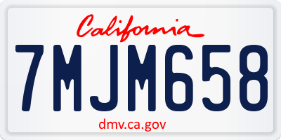 CA license plate 7MJM658