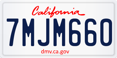 CA license plate 7MJM660