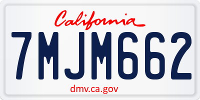 CA license plate 7MJM662