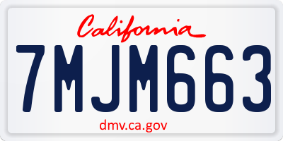 CA license plate 7MJM663