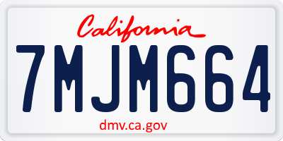 CA license plate 7MJM664