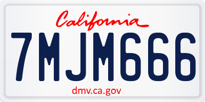 CA license plate 7MJM666