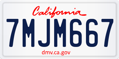 CA license plate 7MJM667