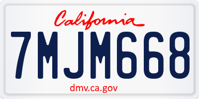 CA license plate 7MJM668