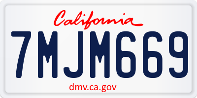 CA license plate 7MJM669