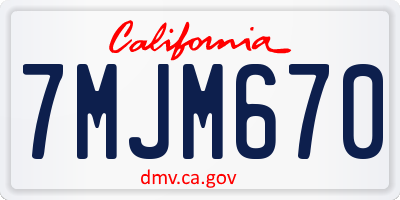 CA license plate 7MJM670