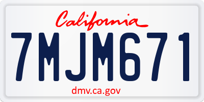 CA license plate 7MJM671