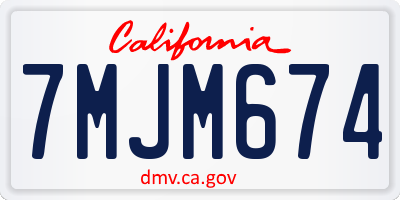 CA license plate 7MJM674