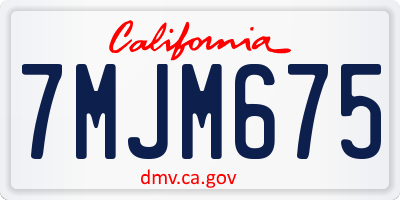 CA license plate 7MJM675