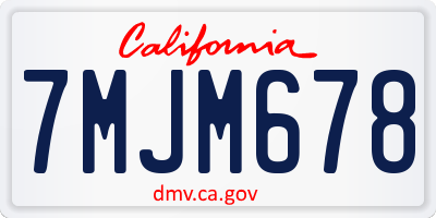 CA license plate 7MJM678