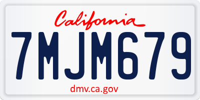 CA license plate 7MJM679