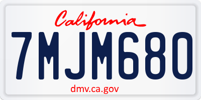 CA license plate 7MJM680