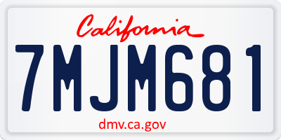 CA license plate 7MJM681