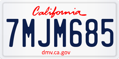 CA license plate 7MJM685