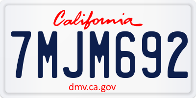 CA license plate 7MJM692