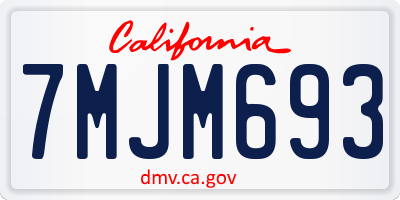 CA license plate 7MJM693