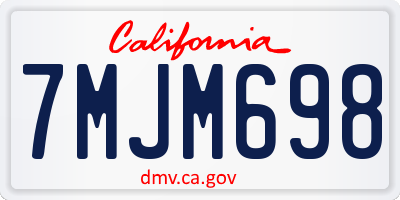 CA license plate 7MJM698