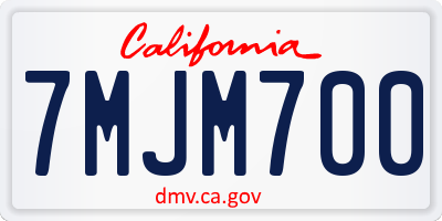 CA license plate 7MJM700