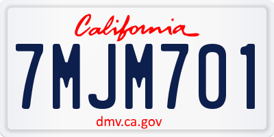 CA license plate 7MJM701