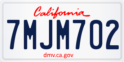 CA license plate 7MJM702