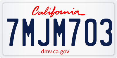 CA license plate 7MJM703