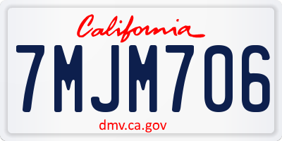 CA license plate 7MJM706