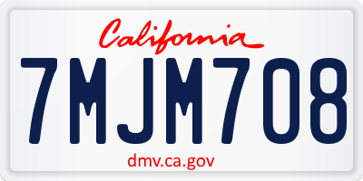 CA license plate 7MJM708