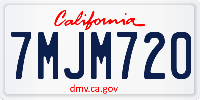 CA license plate 7MJM720