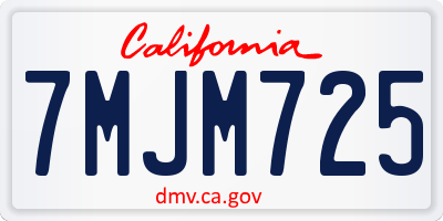 CA license plate 7MJM725