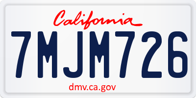 CA license plate 7MJM726