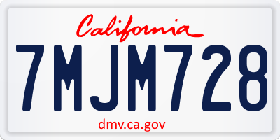 CA license plate 7MJM728