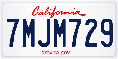 CA license plate 7MJM729