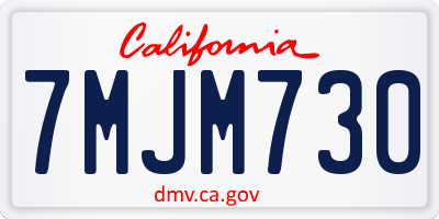 CA license plate 7MJM730