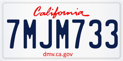 CA license plate 7MJM733