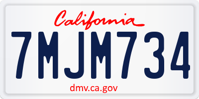 CA license plate 7MJM734