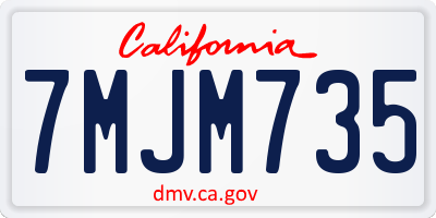 CA license plate 7MJM735