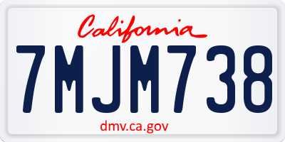 CA license plate 7MJM738