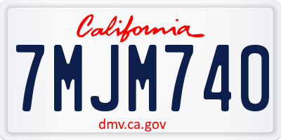 CA license plate 7MJM740