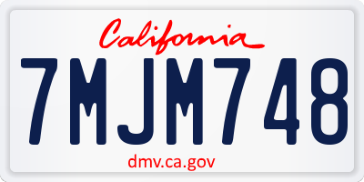 CA license plate 7MJM748