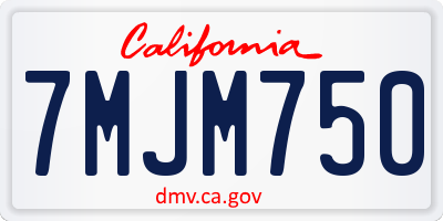 CA license plate 7MJM750