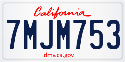 CA license plate 7MJM753