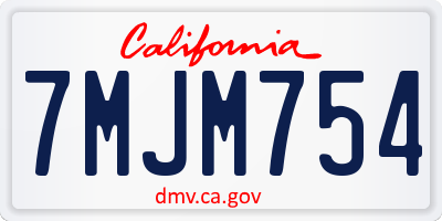 CA license plate 7MJM754