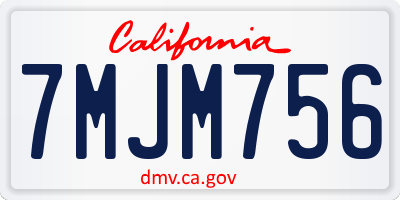 CA license plate 7MJM756