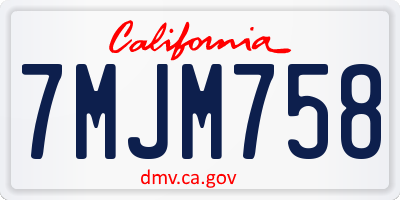 CA license plate 7MJM758